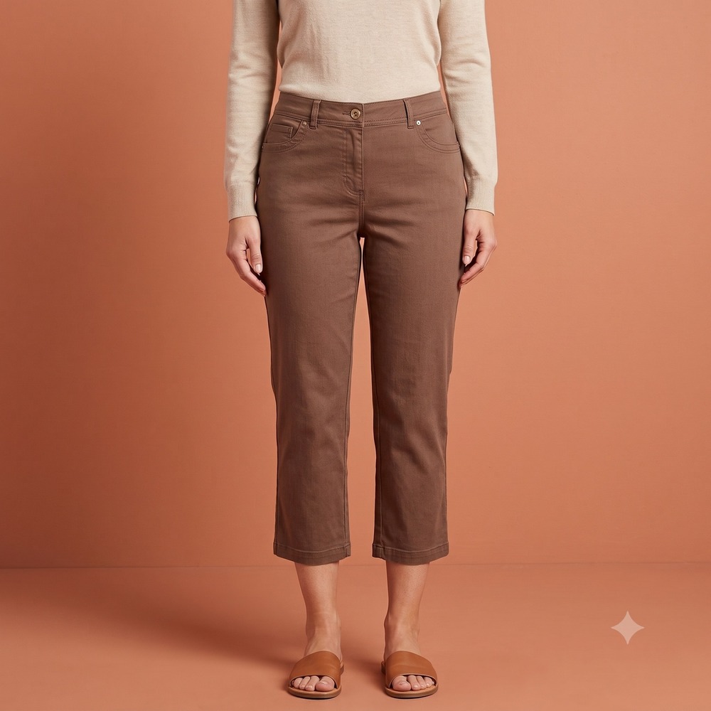 Coral‎ Bay Brown Capri Pants Comfort Elastic Waist Women's Size 12 EUC